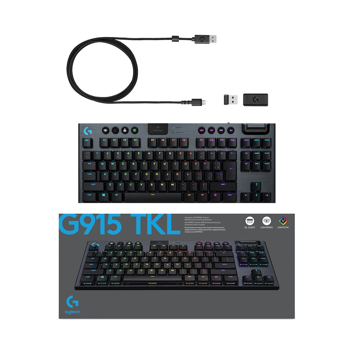 Logitech(R) G915 TKL LIGHTSPEED Wireless RGB Mechanical Gaming Keyboard - GL Tactile - Carbon