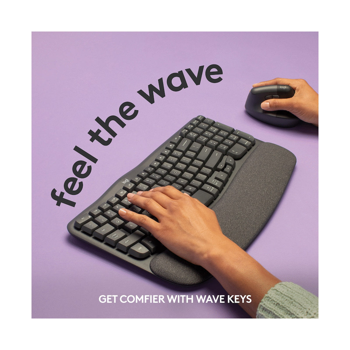 Logitech(R) Wave Keys Wireless Ergonomic Keyboard - Graphite