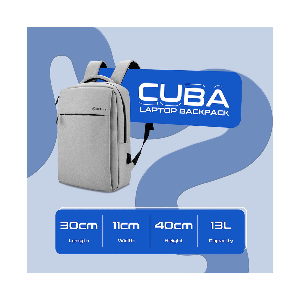 Amplify Cuba 15.6" Laptop Backpack Grey