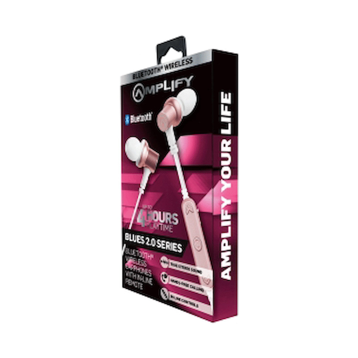 Amplify Blues 2.0 Bluetooth Earphones - White/Rose Gold