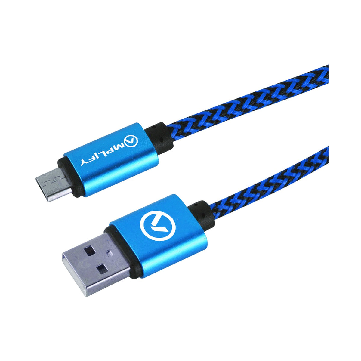 Amplify Linked Series Micro USB Braided Cable - 2m - Black/Blue