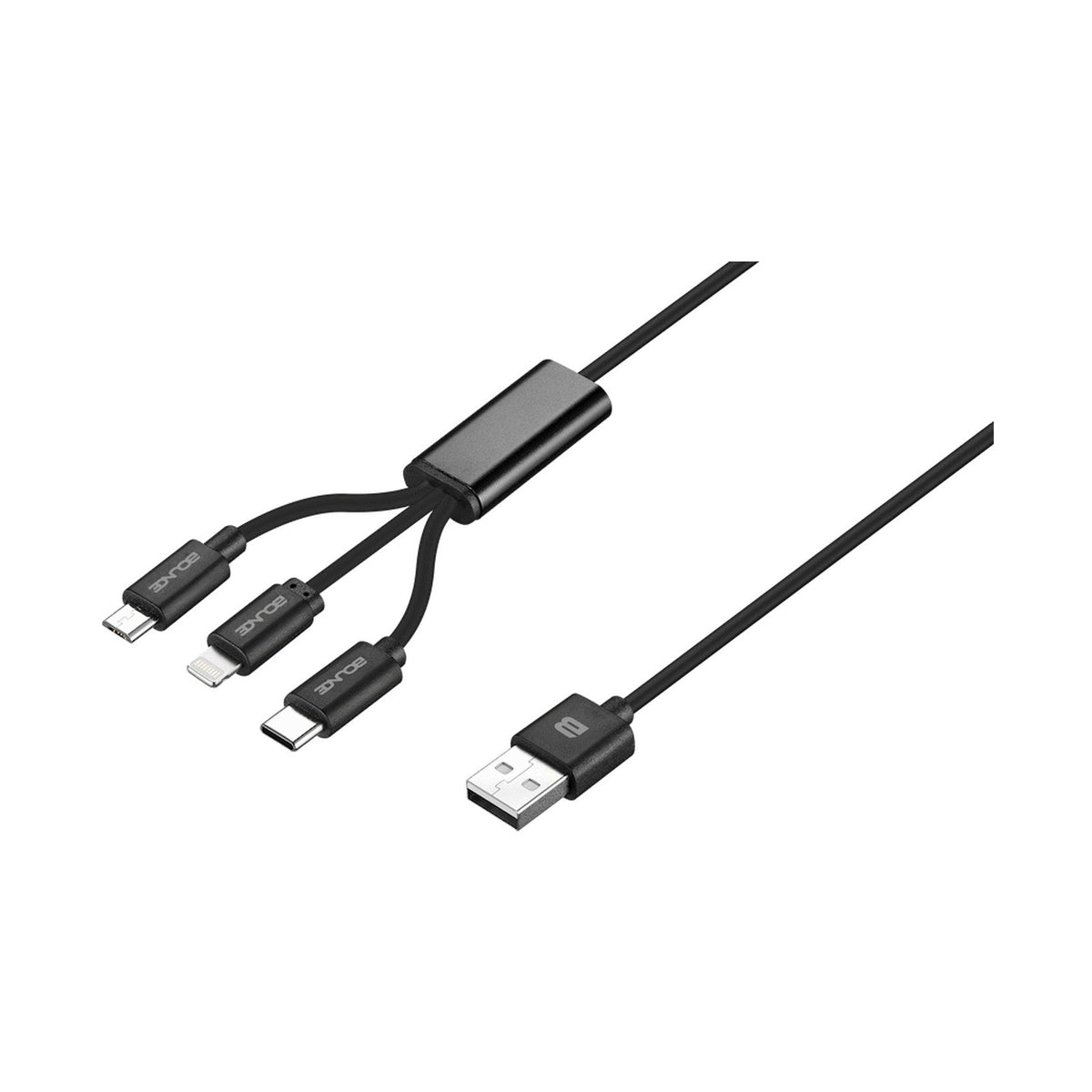 Bounce Cord Series 3 in 1 Charge Cable 1m - Black