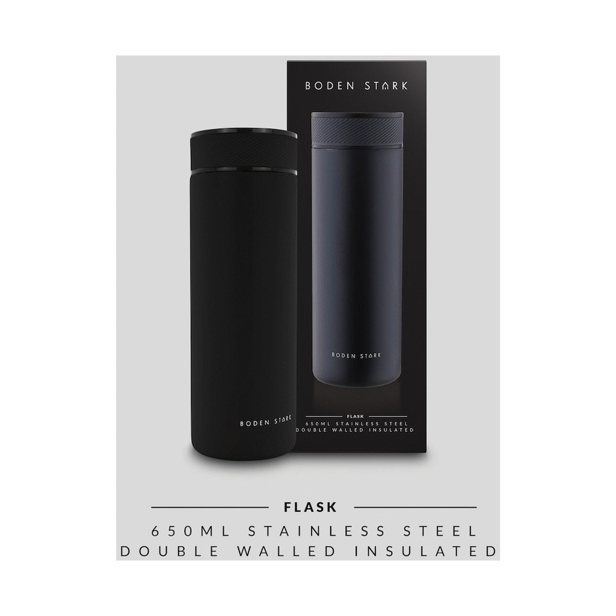 Boden Stark 650ml Travel Flask - Black