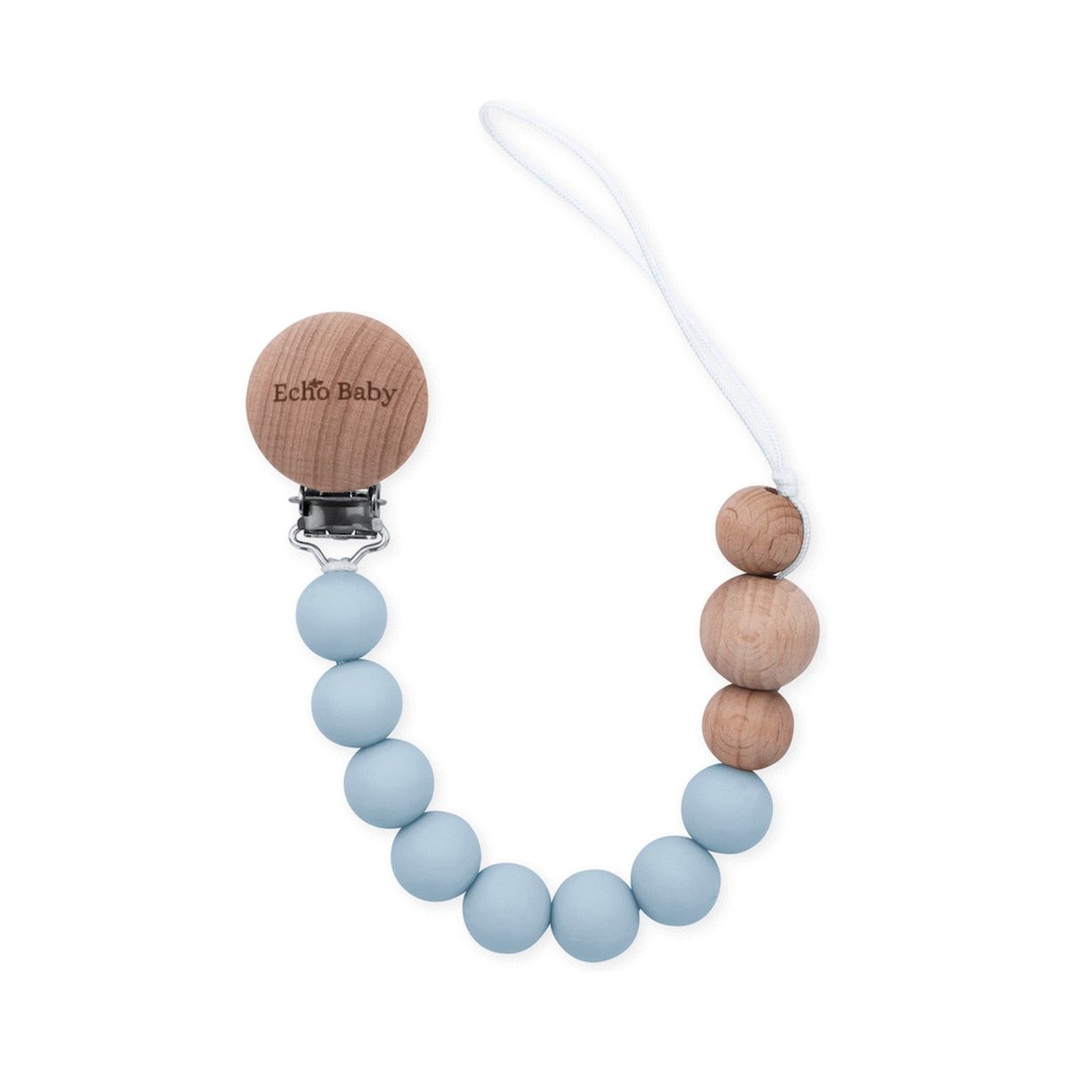 Echo Baby Silicone Dummy Clip - Powder Blue