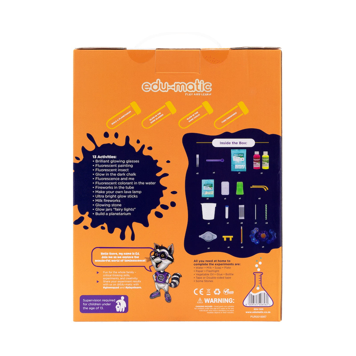 Edu-Matic Glow Squad: Experiment Kit with 13 Fluorescent Experiments