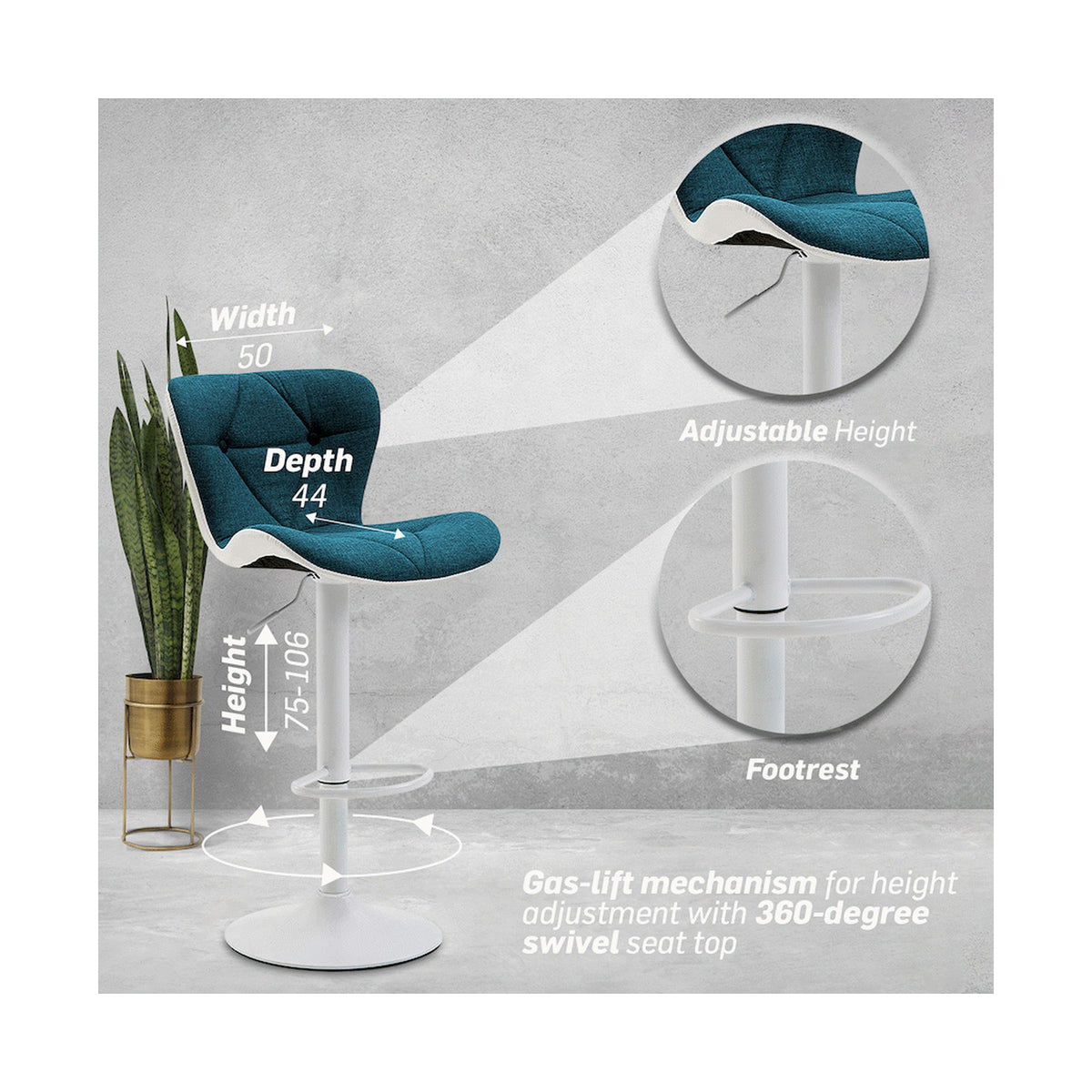 Everfurn Halter Bar Stool - Blue (2 Pack)