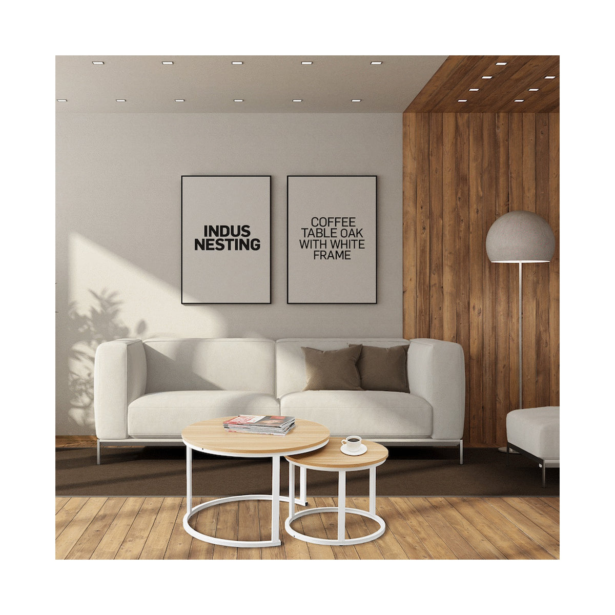 Indus Nesting Coffee Table Oak With White Frame