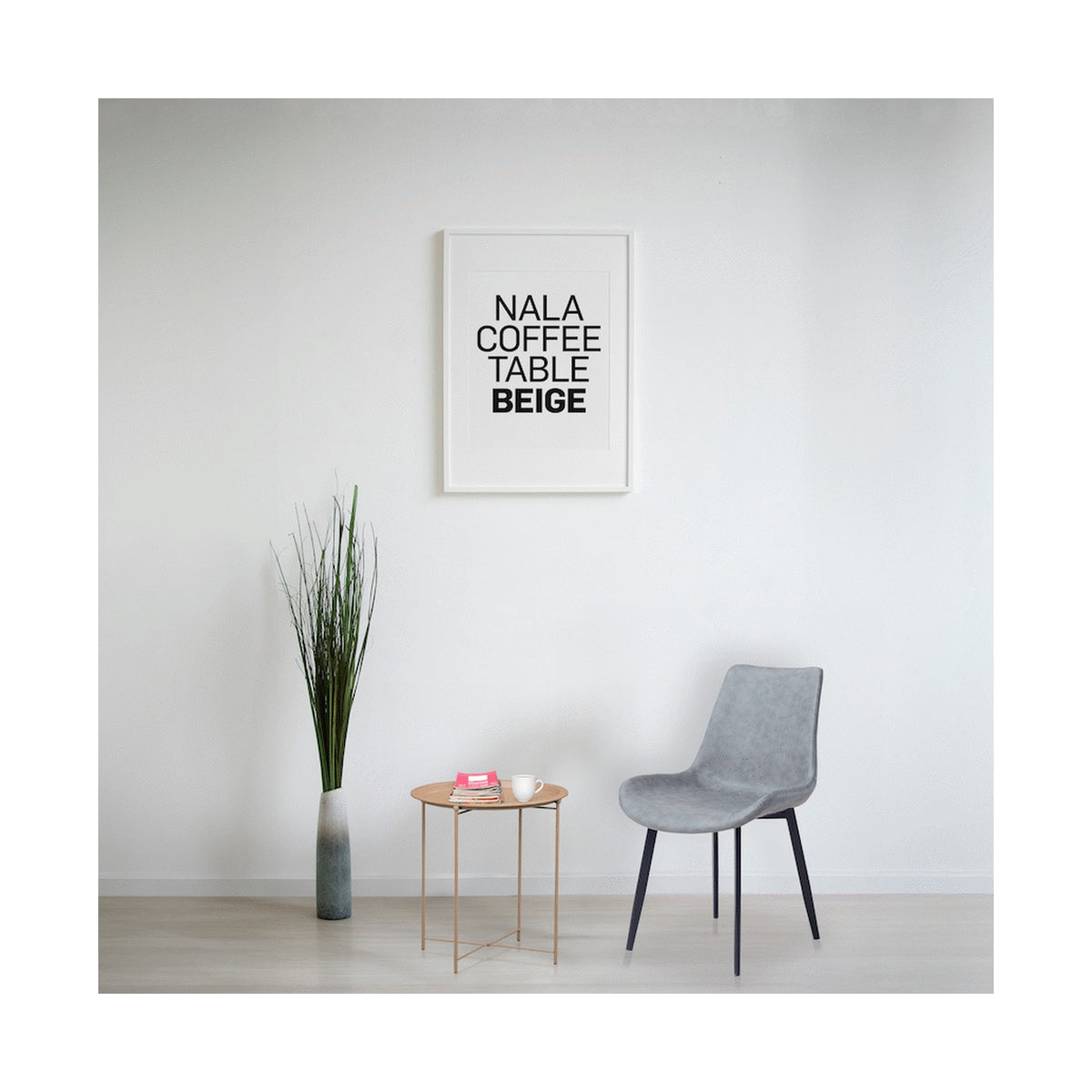 Everfurn Nala Side Table Beige, Painted MDF, Steel Frame
