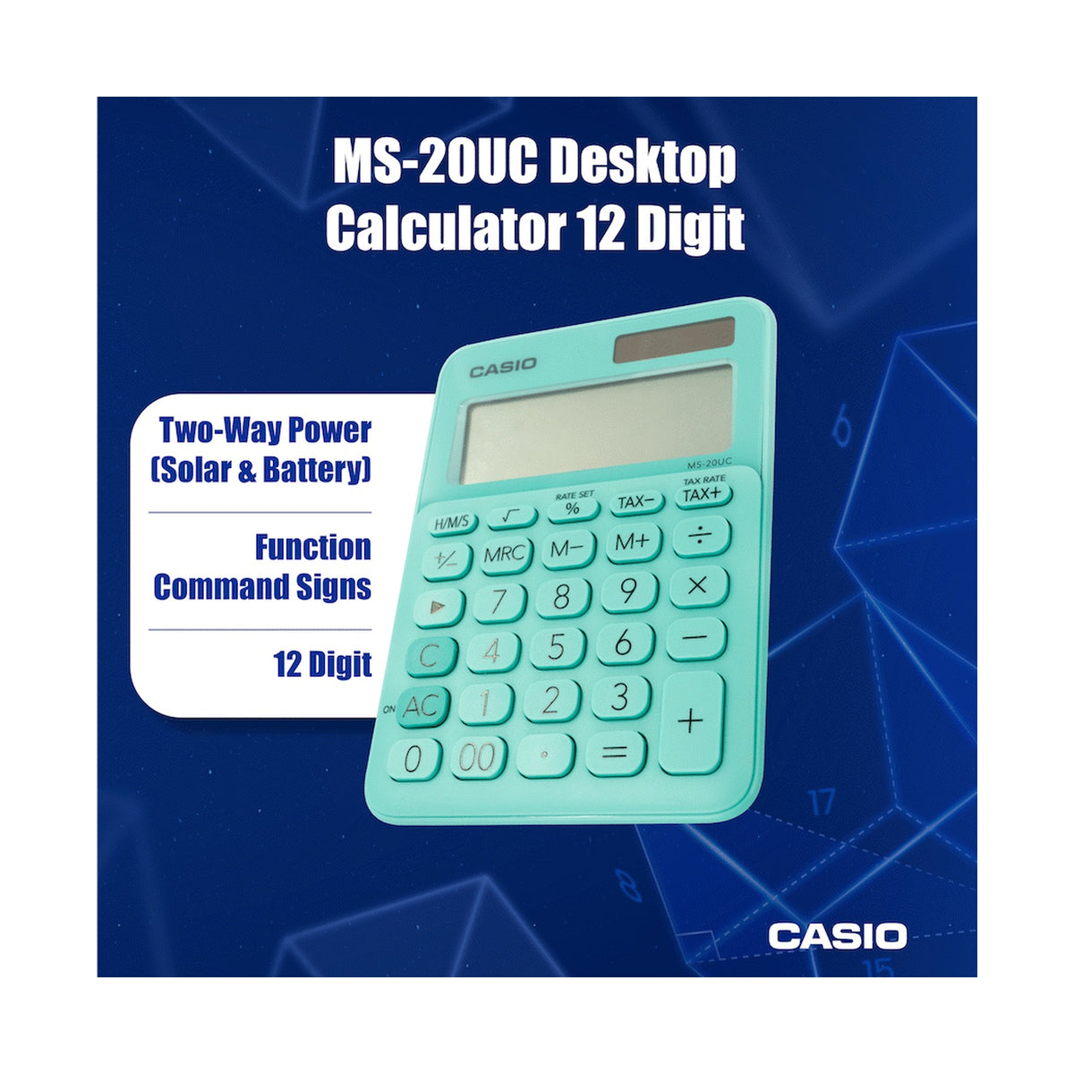 Casio MS-20UC - Desktop calculator 12 Digit - Green