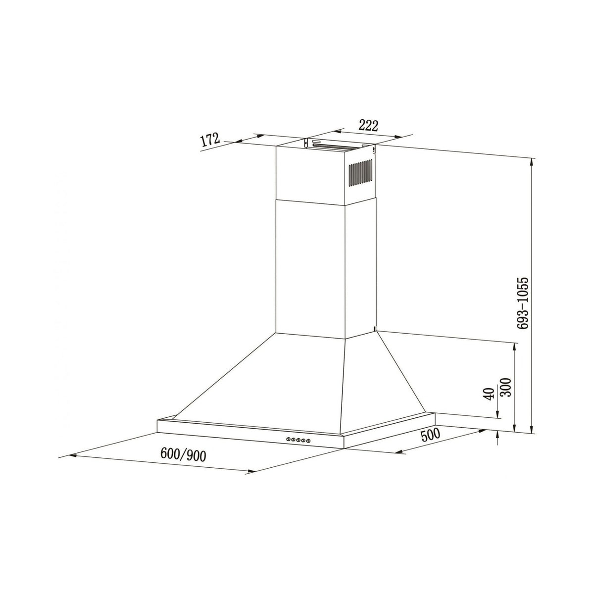 Falco 60Cm Chimney S/Steel Extractor AR-60-303