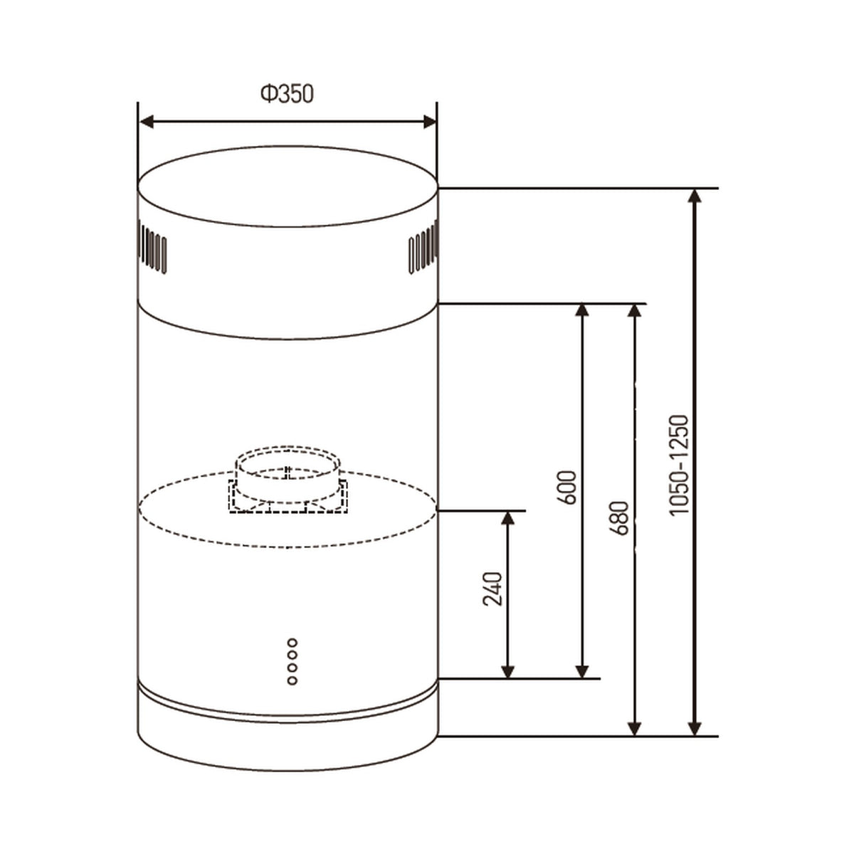 Falco 35cm Island Round S/Steel Extractor FAL-35-IRS