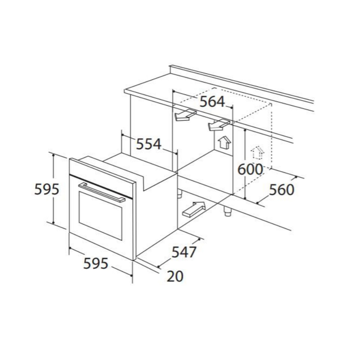 Falco 60cm Eye Level Oven, 6 Function BIL66M2-A1