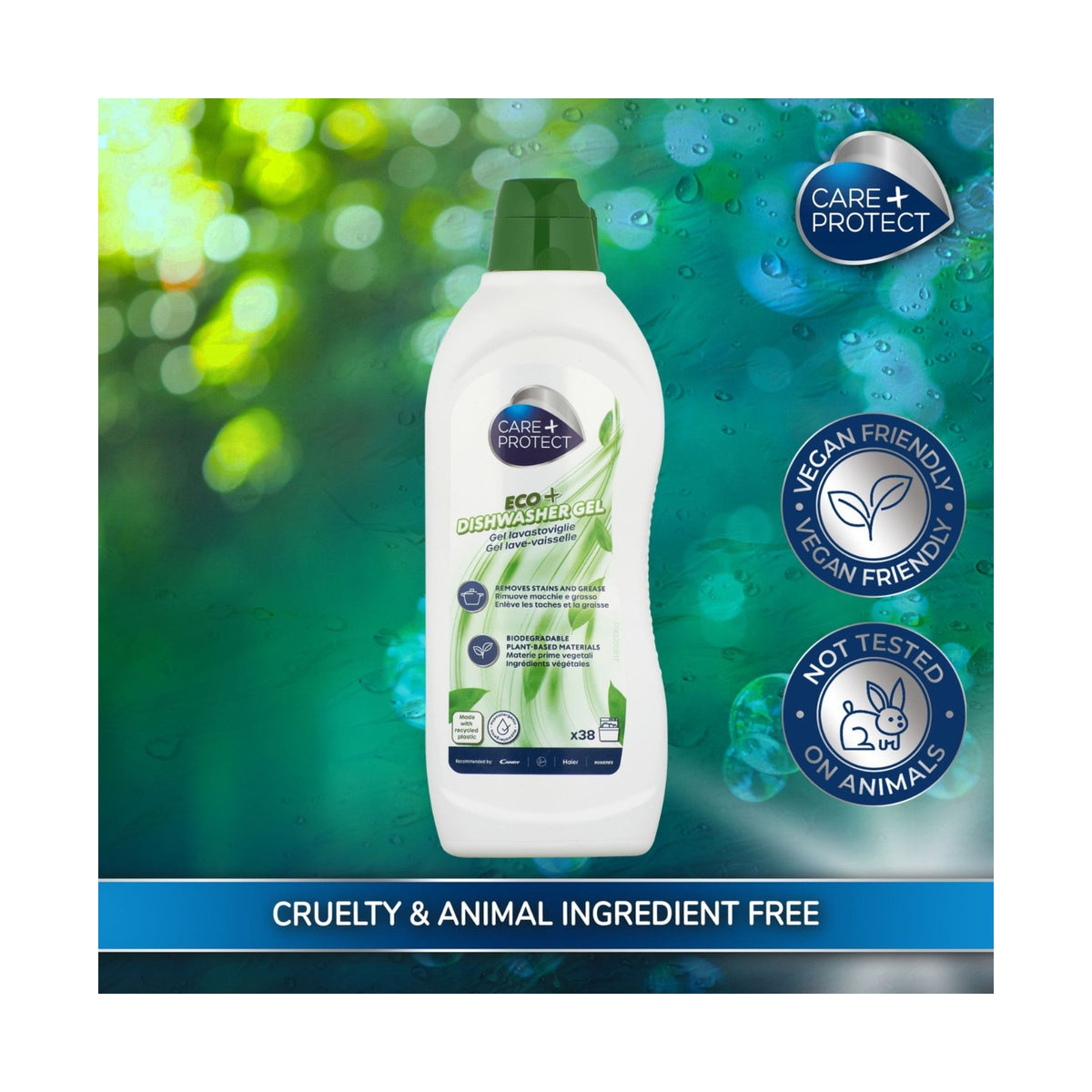 Care + Protect ECO+ All-in-one dishwasher gel (650ml) degreaser, rinse aid, salt and odorneutralizer