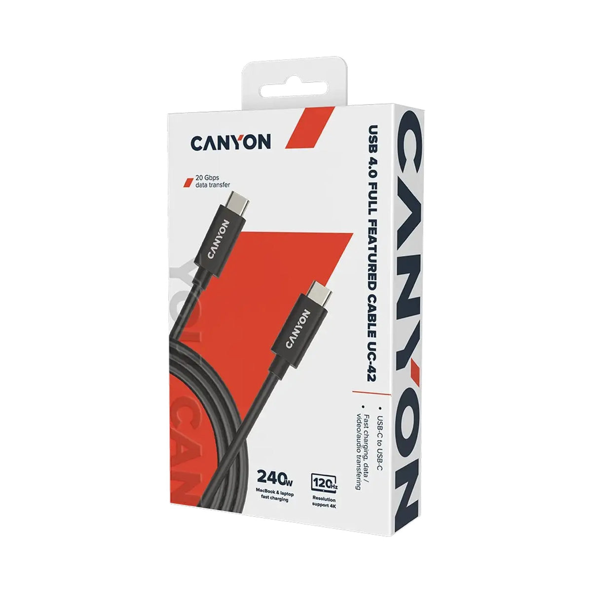 CANYON cable UC-42 USB-C to USB-C 240W 20Gbps 4k 2m Black CNS-USBC42B
