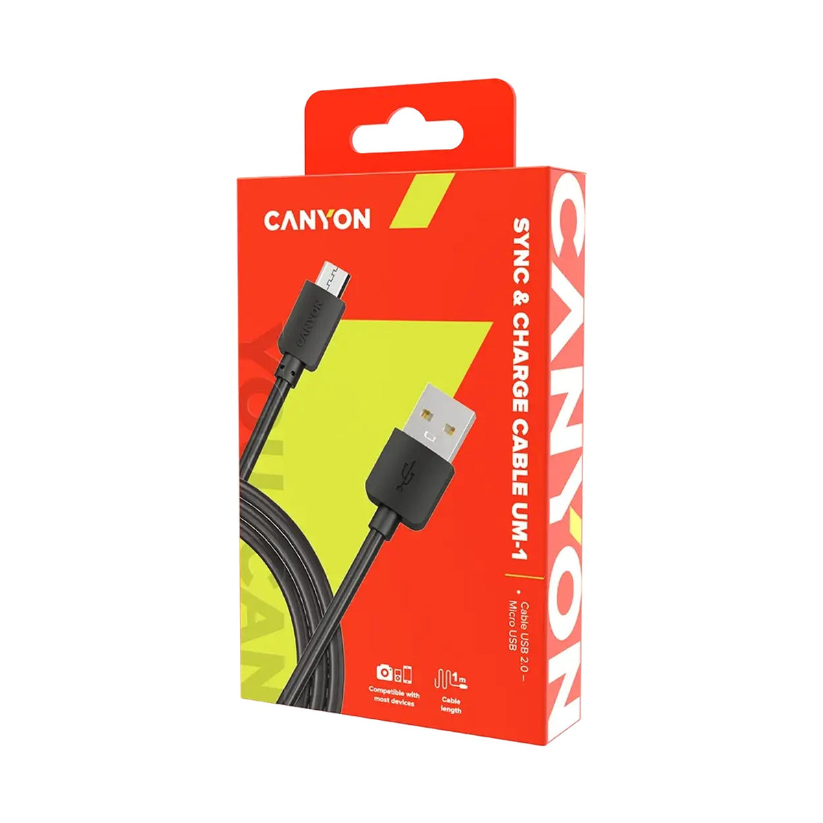 CANYON cable UM-1 MicroUSB 5W 1m Black CNE-USBM1B