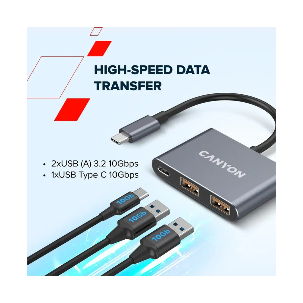 CANYON hub DS-3 3in1 USB-C Dark Grey CNS-TDS3
