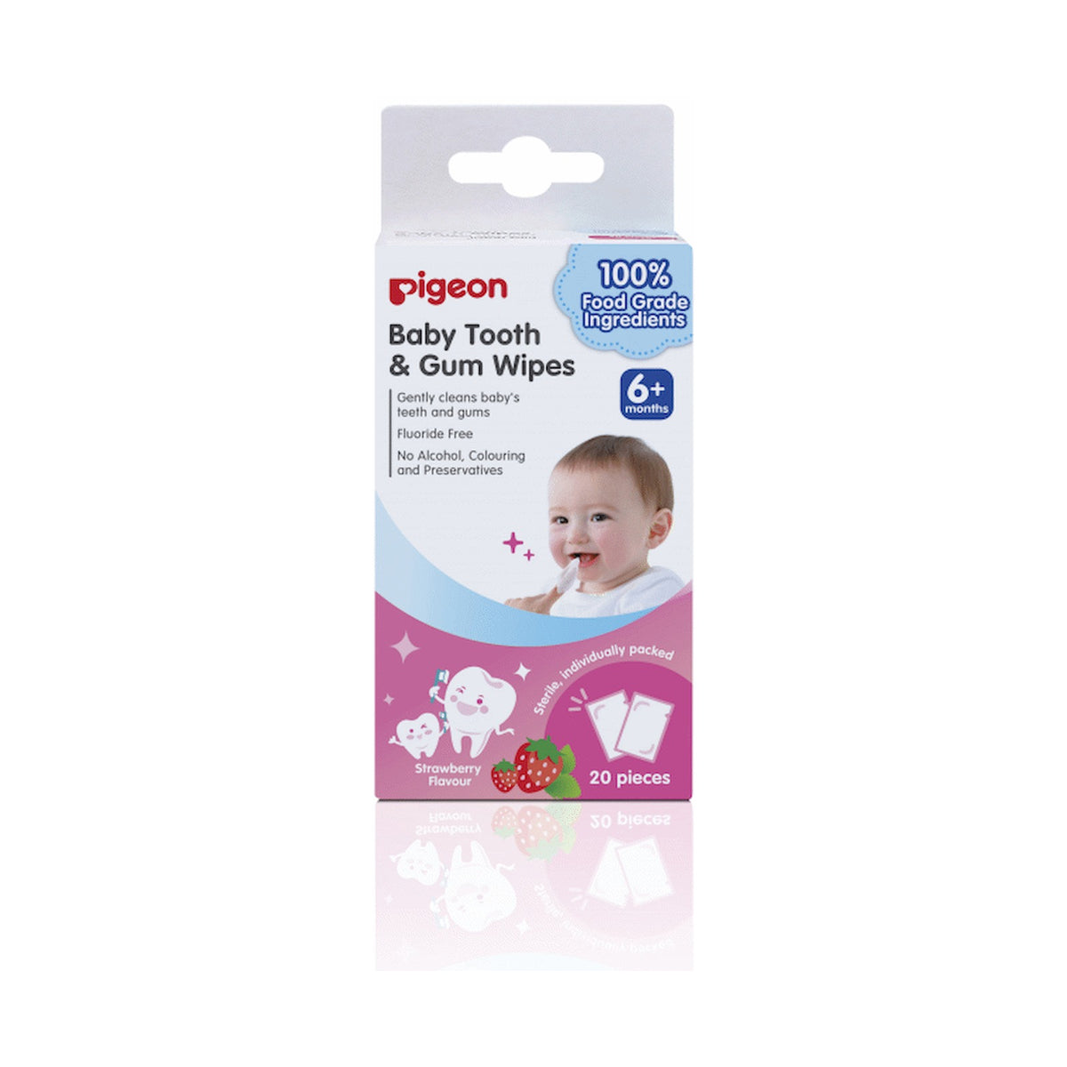 PIGEON BABY TOOTH & GUM WIPES STRAWBERRY 20S