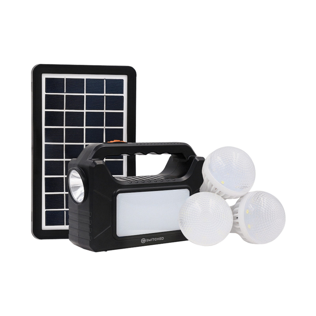 SWITCHED Power Station, Rechargeable, USB Phone Charging with Solar Panel - Black