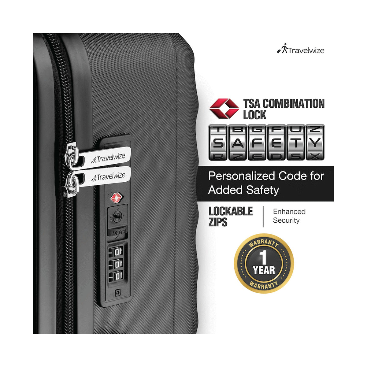 Travelwize Astra ABS 4-Wheels Spinner 3Pc Luggage Set Black