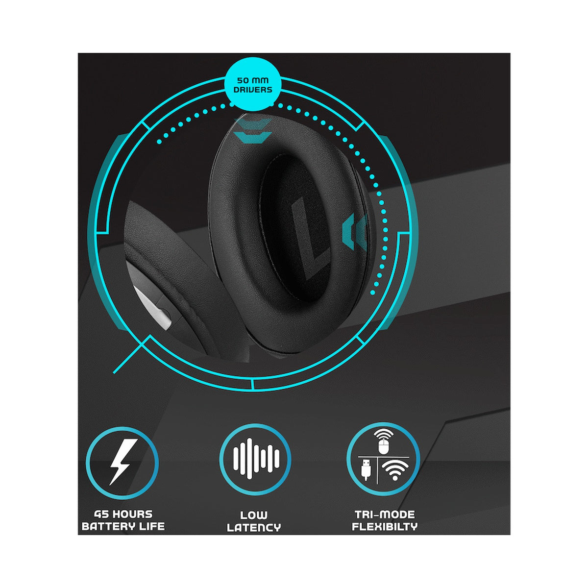 Volkano gaming Helm X1 Pro Wireless Gaming headphone with Tri-mode and ENC mic