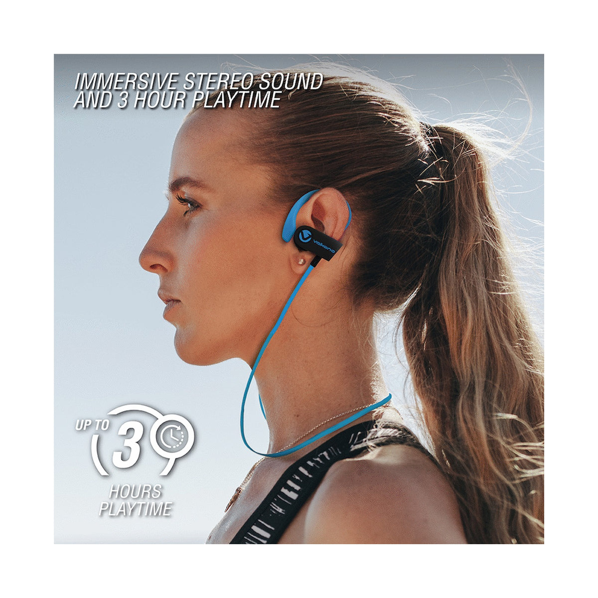 Volkano Race Series Bluetooth Sport Earhook Earphones - Black/Blue