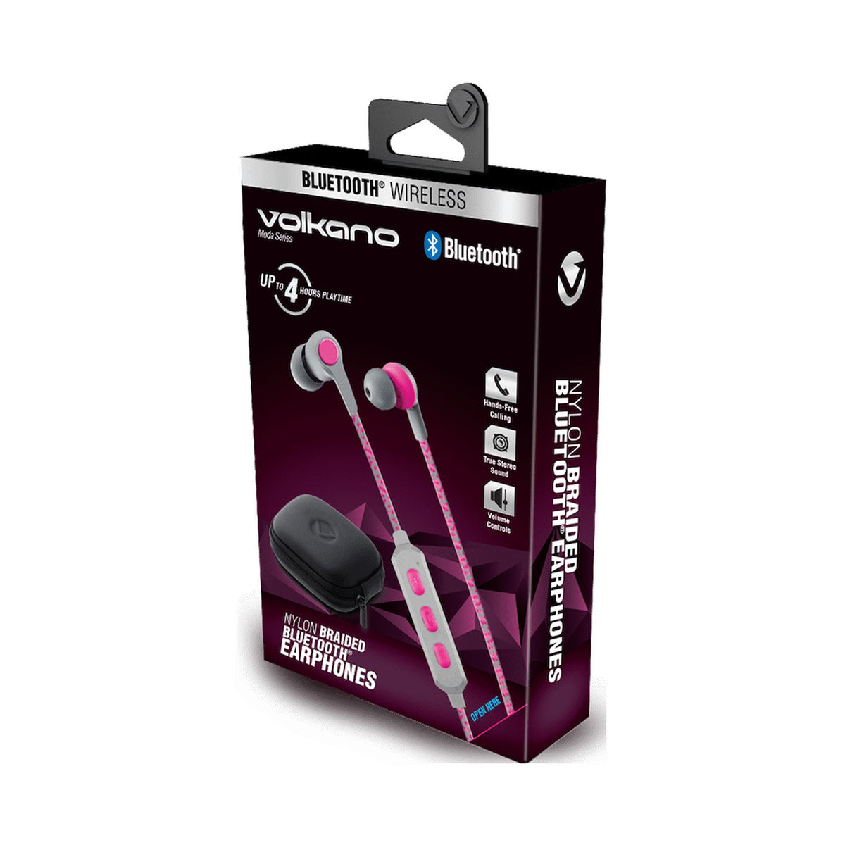 Volkano Moda - Nylon Bluetooth Earphones with Carry Case - PK