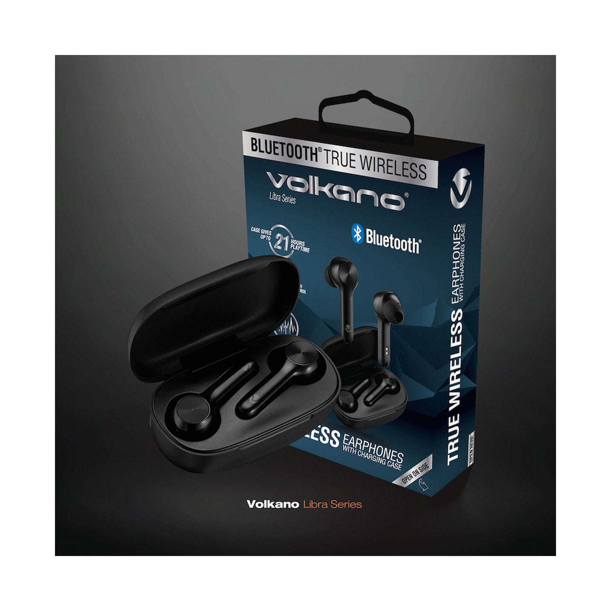 Volkano Libra Series TWS Earphones + Charging Case - Black