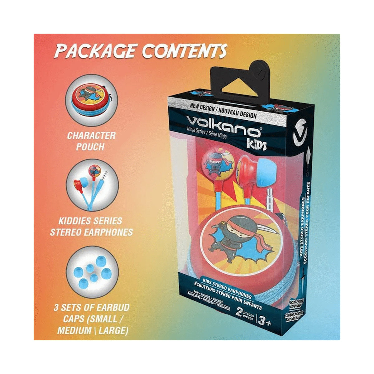Volkano Kiddies Series Earphones with Keychain - Ninja