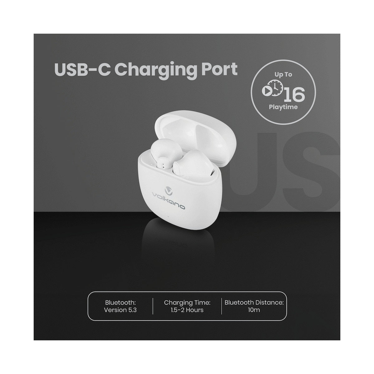 Volkano Sleek Series TWS Earphones - White