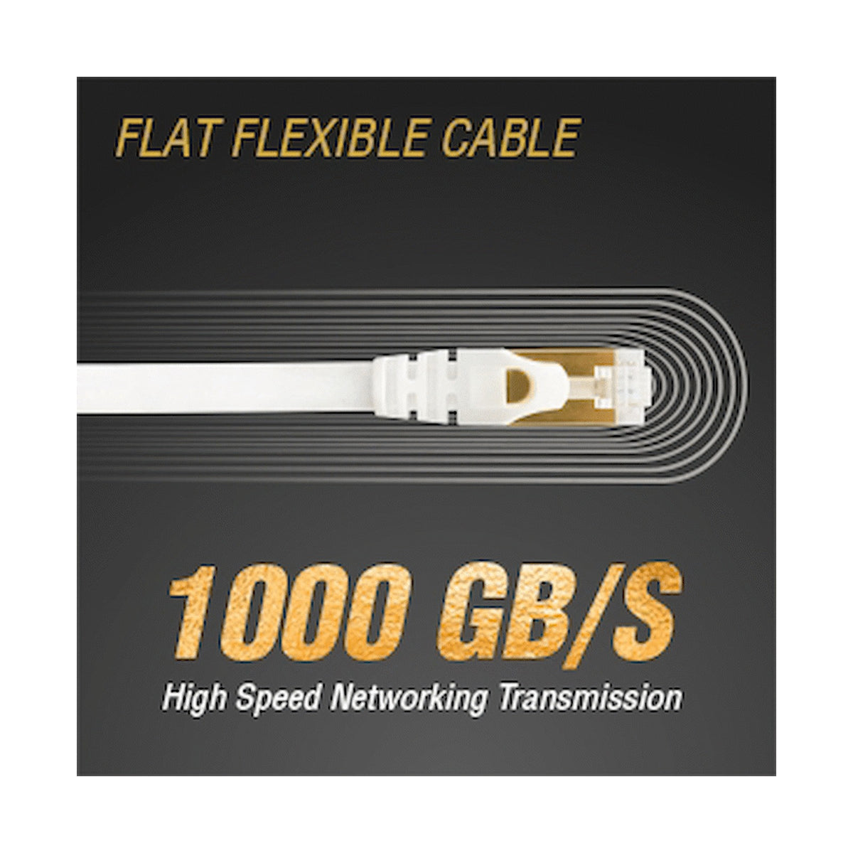 VolkanoX Giga Series Cat 7 Ethernet Cable 5m - White, Gold Tips
