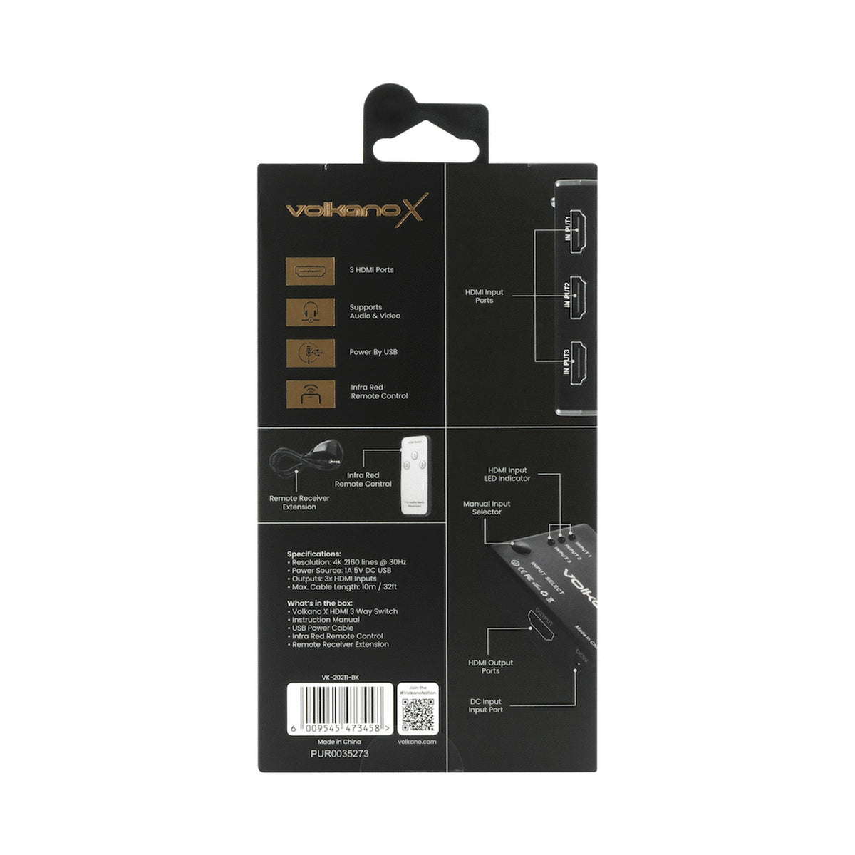 VolkanoX Define Series HDMI Switch 3-Way