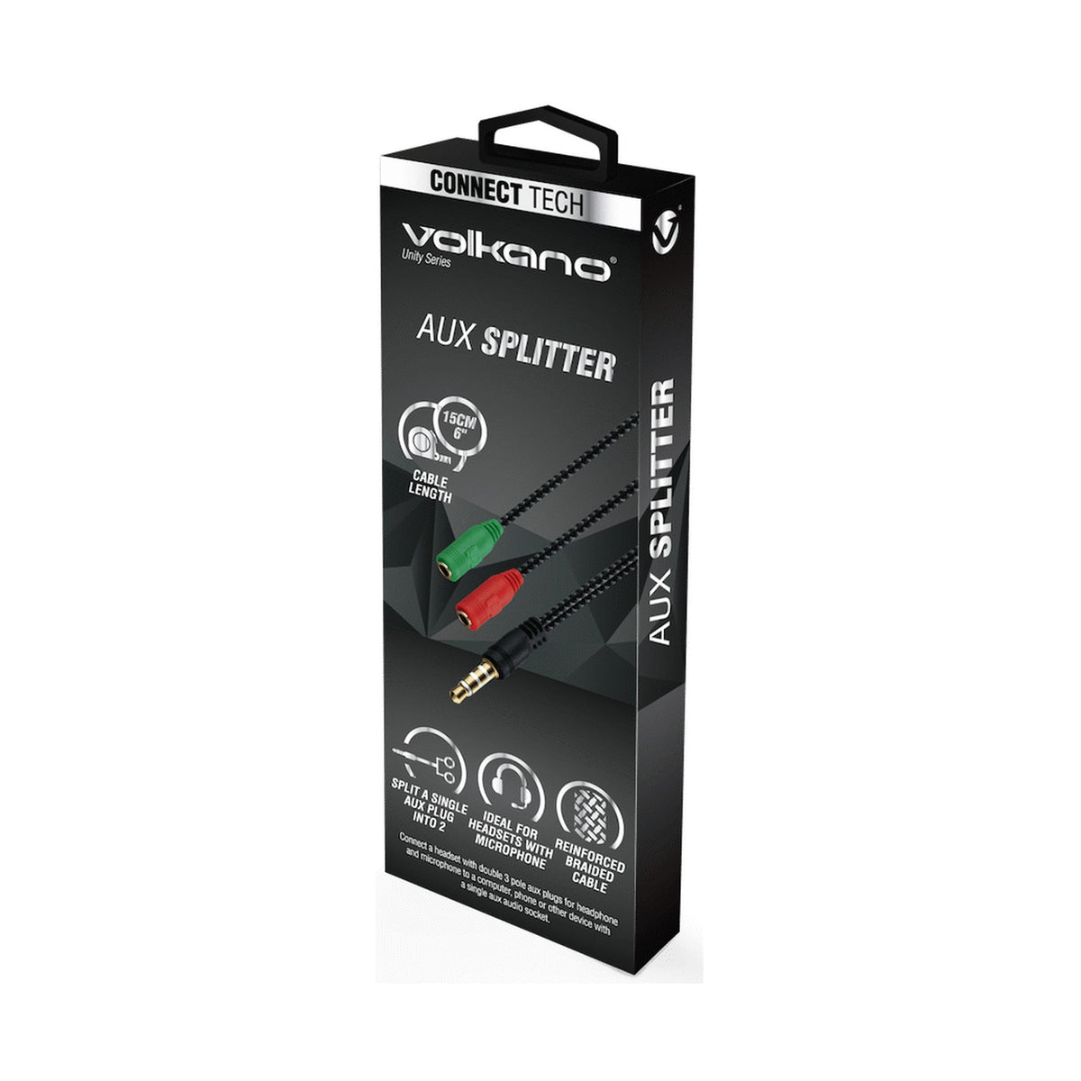 Volkano Unity Series AUX Splitter 4-Pole Plug to 2 AUX Sockets