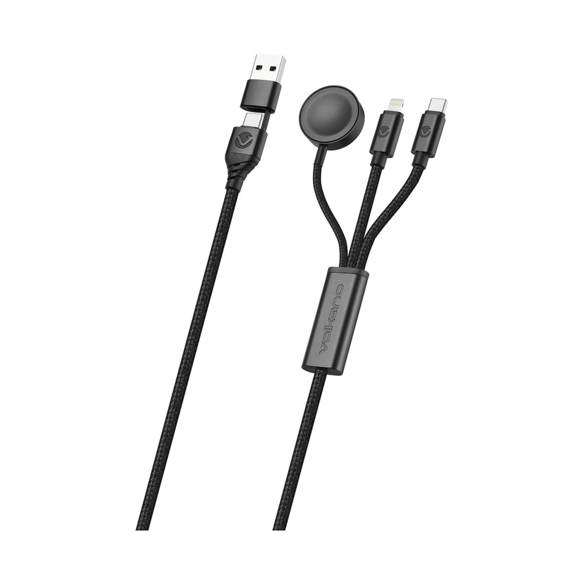 Volkano Weave Series 100W Braided 5-in-1 Charge and Data Cable 1m - Black
