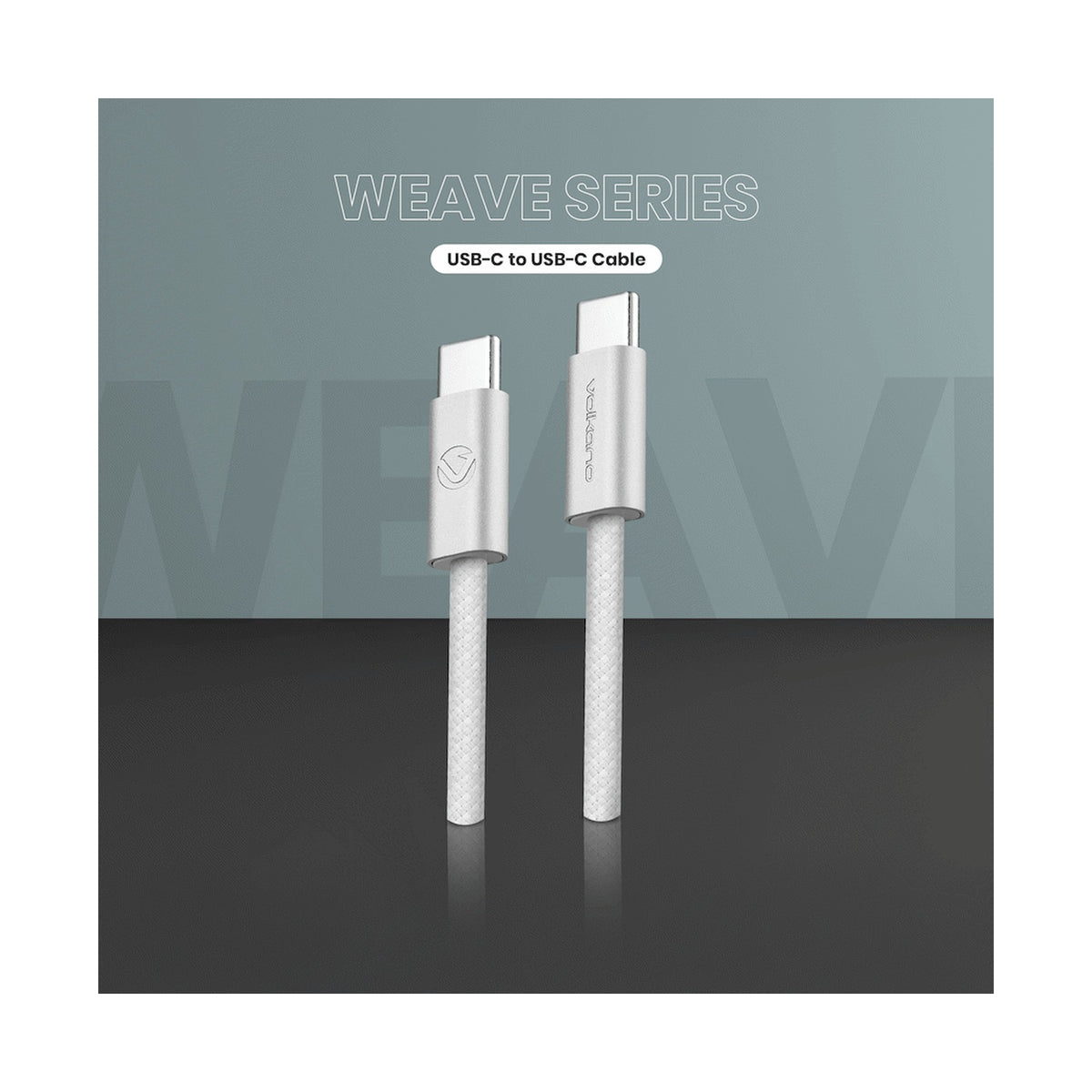Volkano Weave Series 60w USB C to USB C 1.2m-White