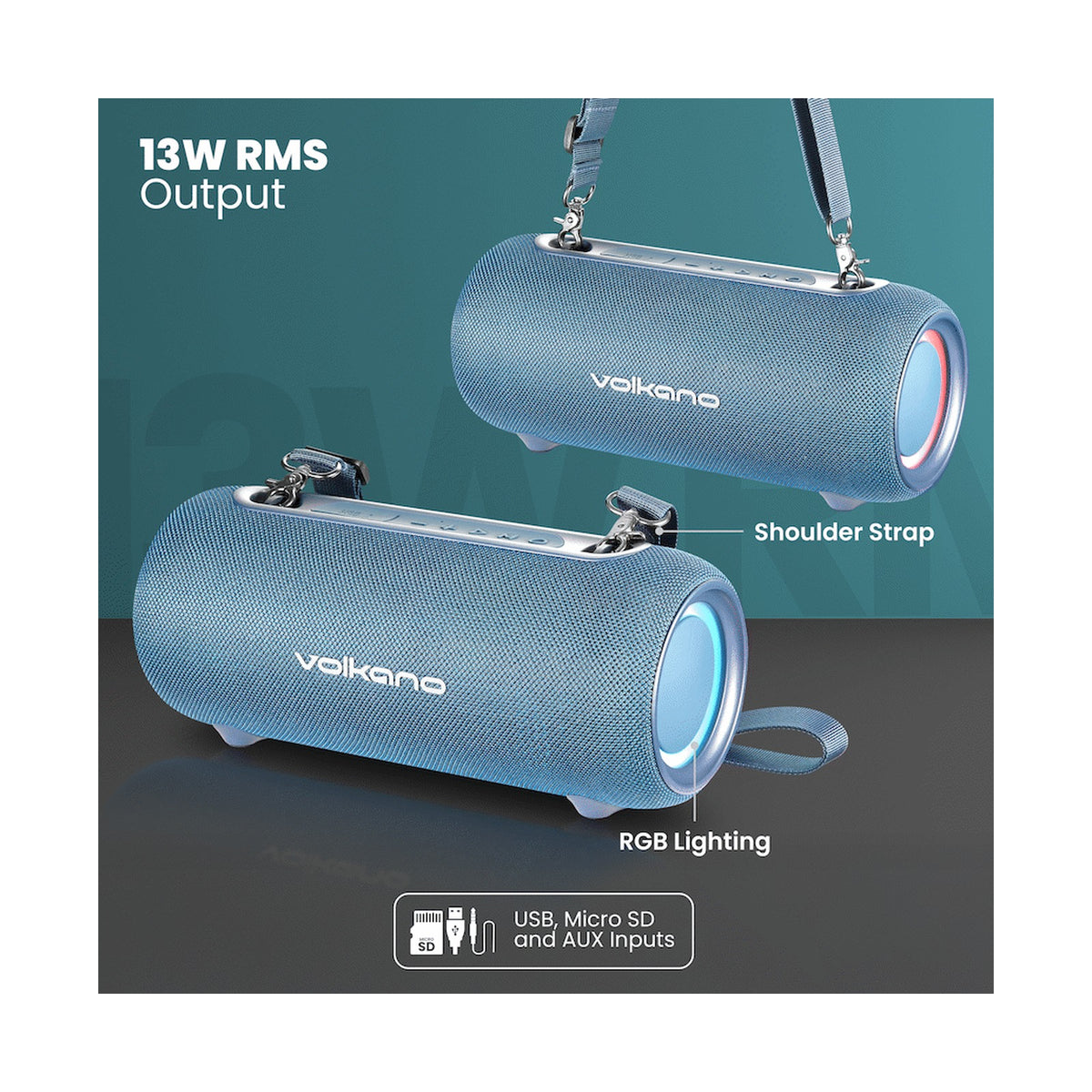 Volkano Mamba 2.0 Series Bluetooth Speaker - Blue