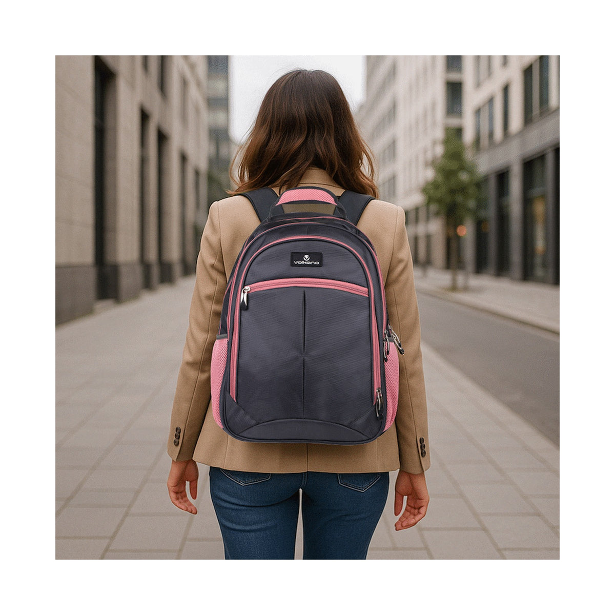 Volkano Orthopaedic Backpack 36l - Dark Grey/Pink