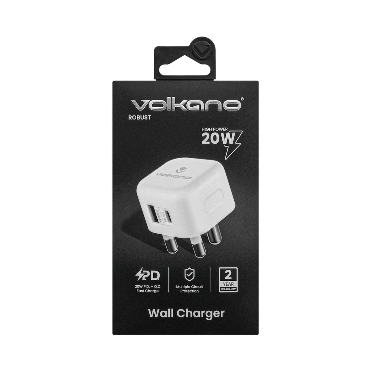 Volkano Robust Series 3-Pin SA to 20w PD + QC 3.0 Wall Charger