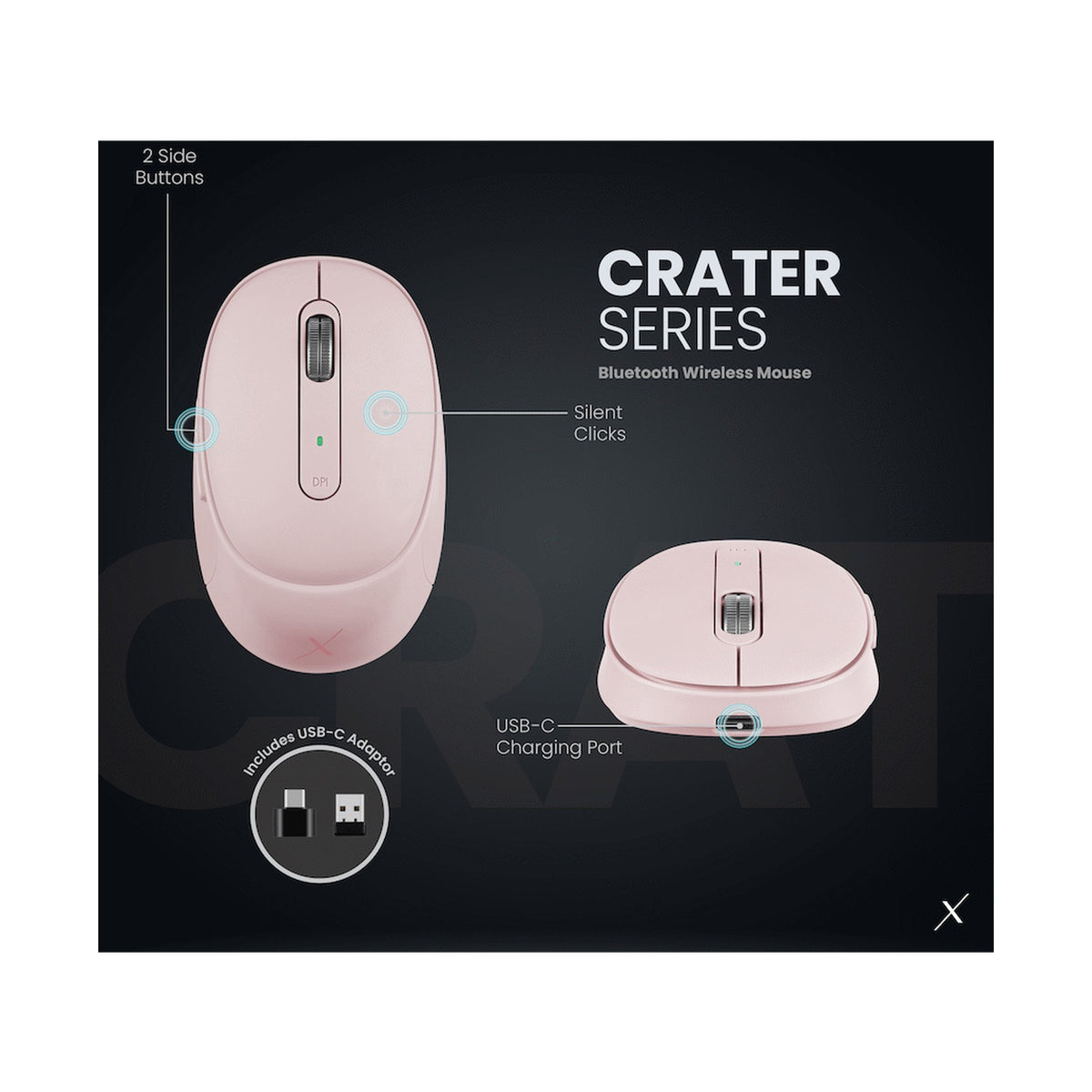 VolkanoX Crater Bluetooth Wireless Mouse - Rose