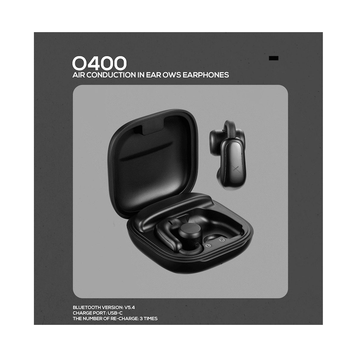 VolkanoX O400 Air Conduction In-Ear OWS Earphones - Black