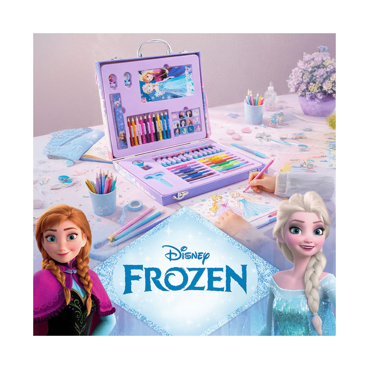 42 PIECE COLOURING STATIONERY BRIEFCASE- FROZEN