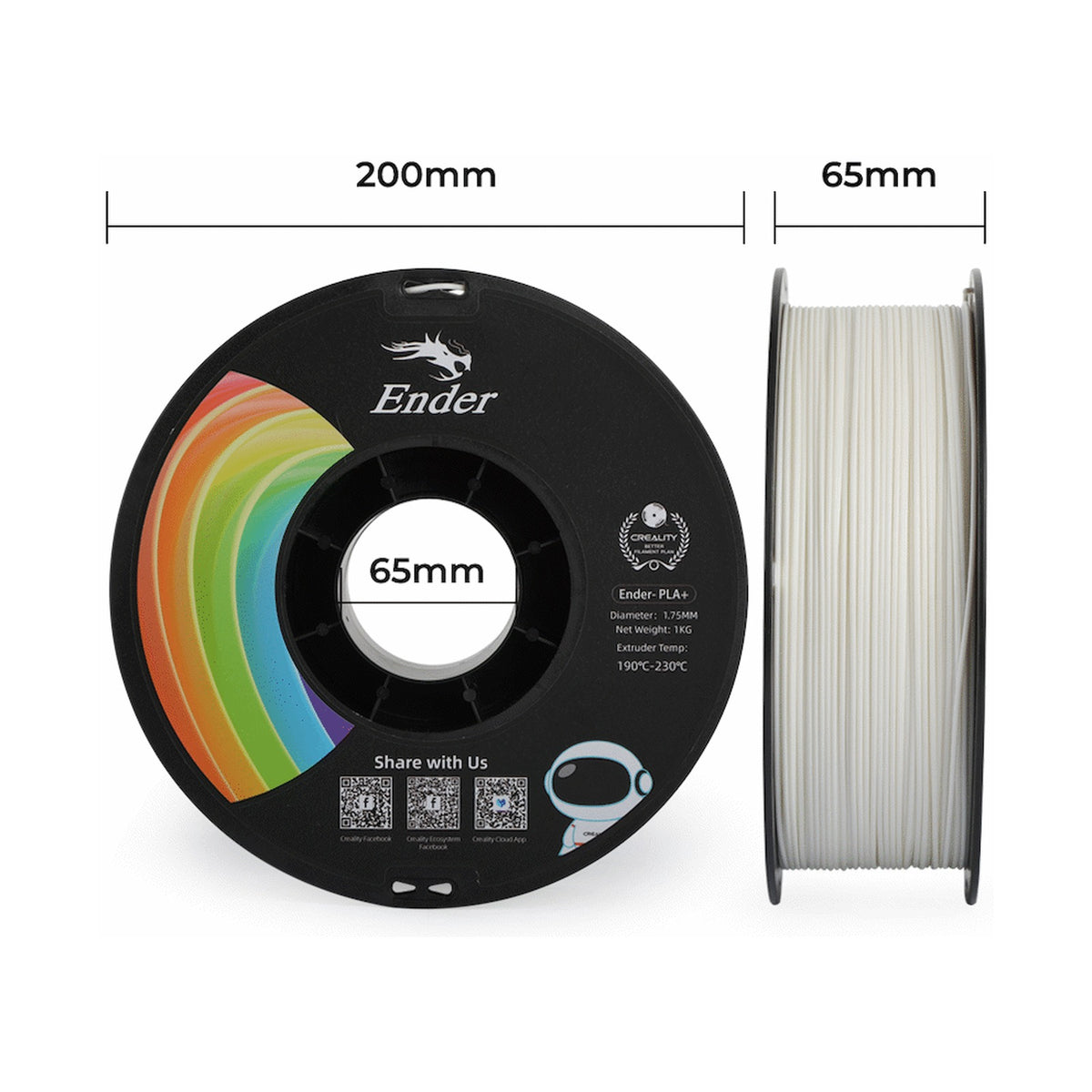 Ender PLA+ Filament - White - 1kg