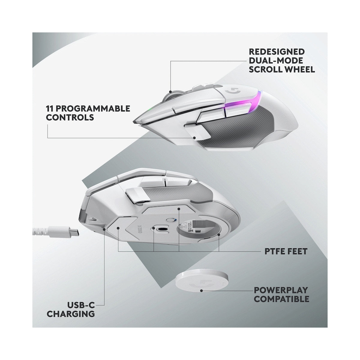 Logitech(R) G502 X Plus Wireless Gaming Mouse - White