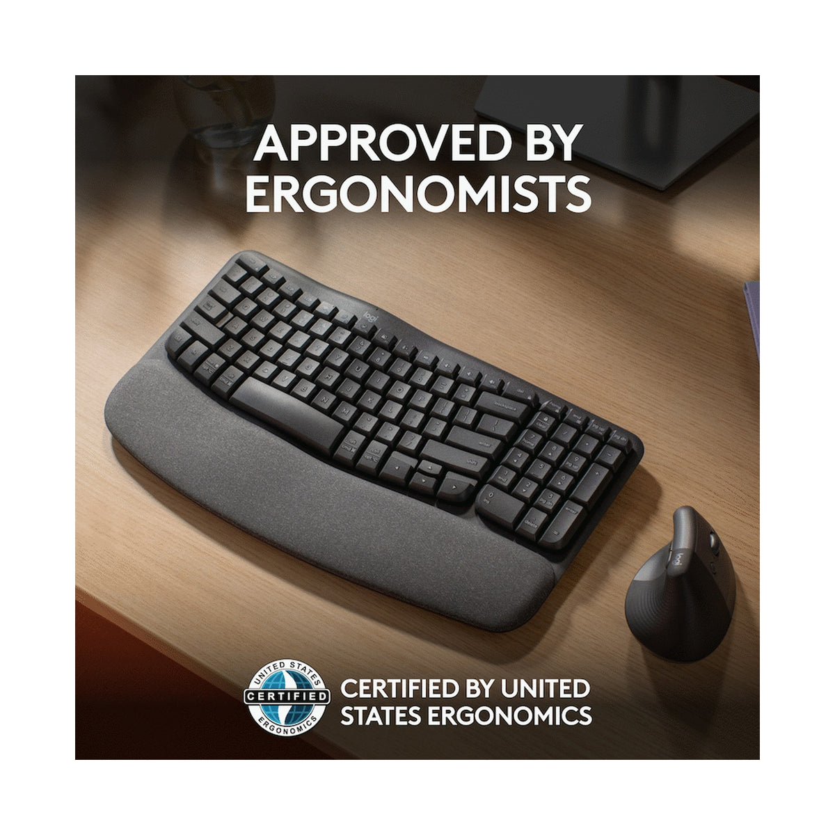 Logitech(R) Wave Keys Wireless Ergonomic Keyboard - Graphite