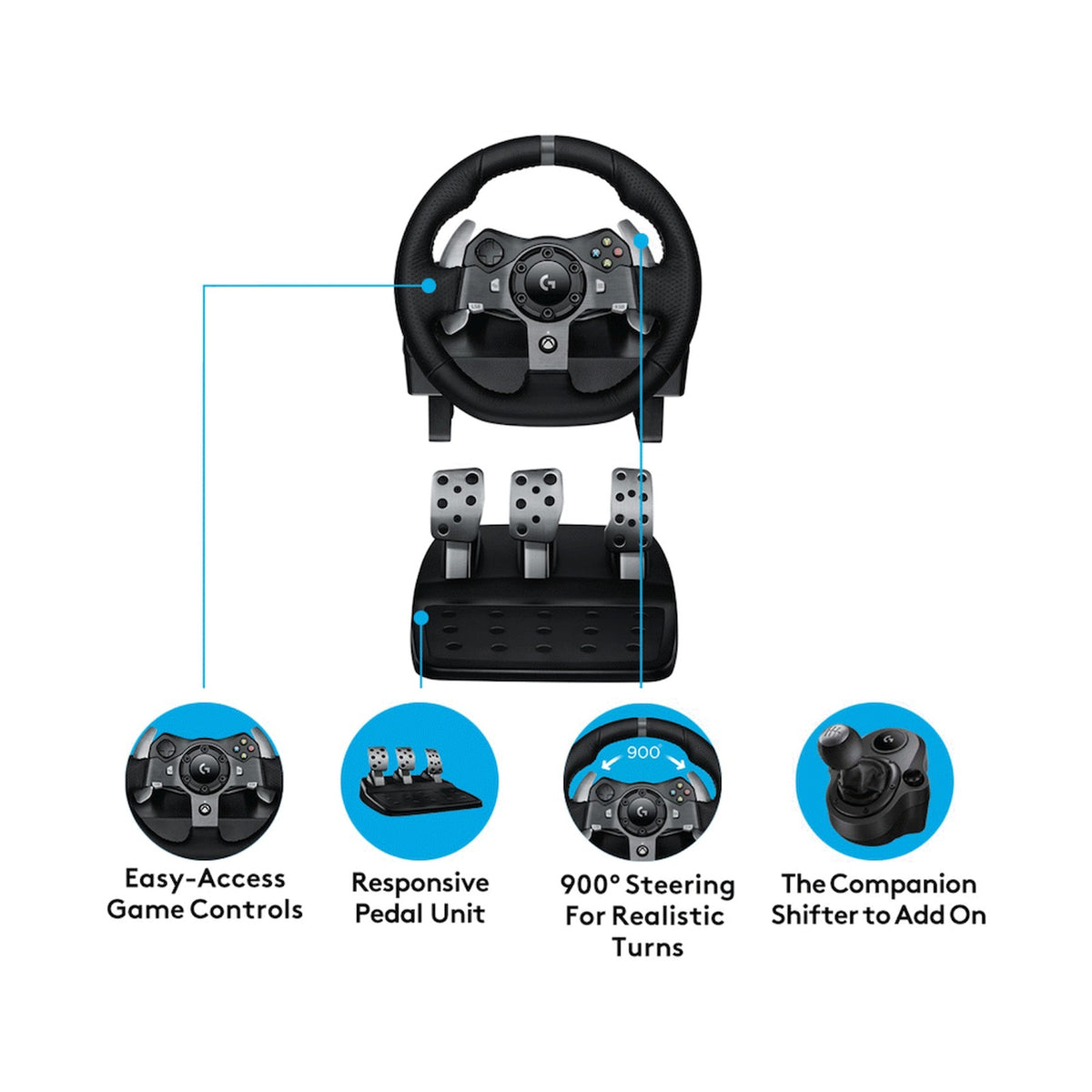 Logitech(R) G920 Driving Force Racing Wheel and Pedals for XB & PC
