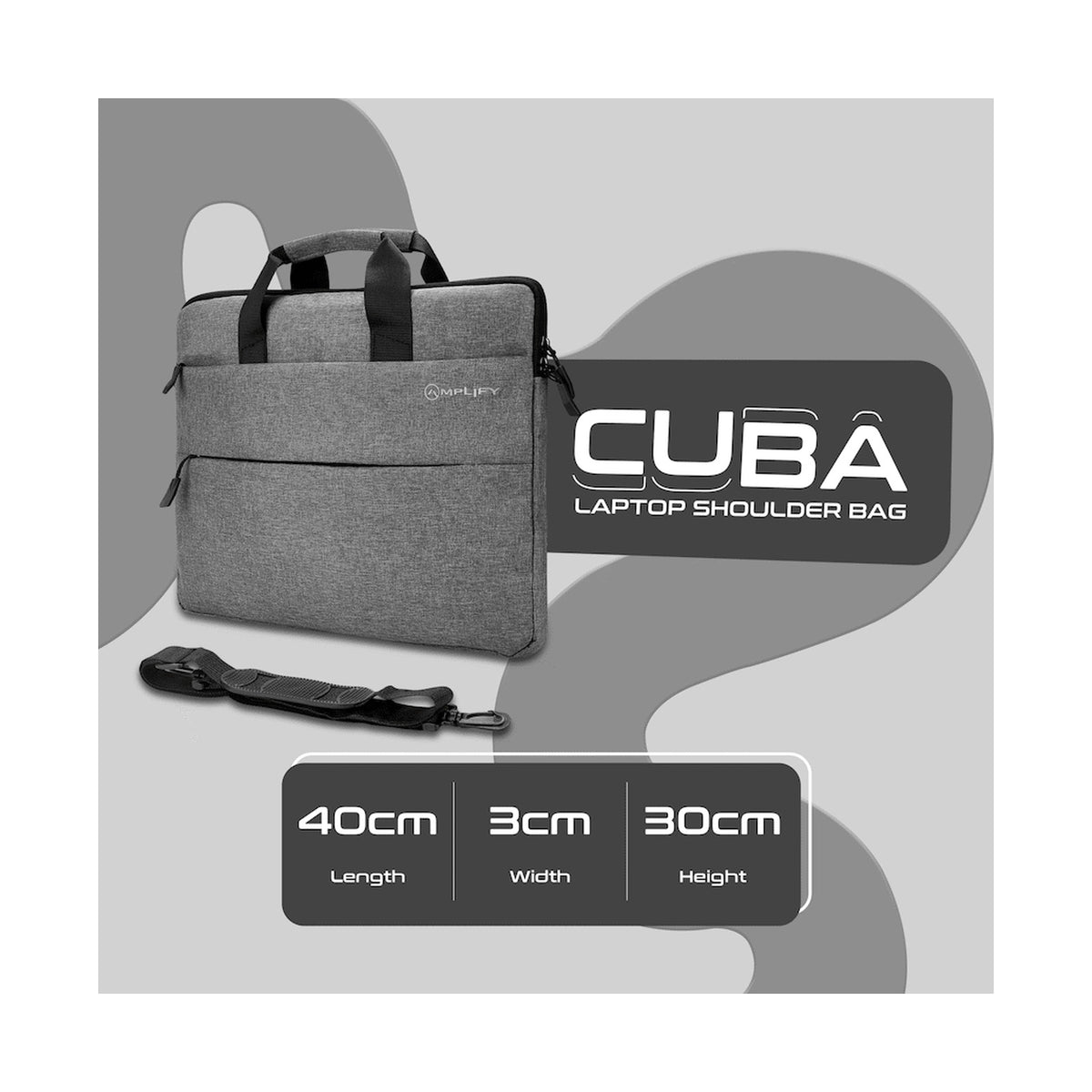 Amplify Cuba 15.6" Laptop Shoulder Bag Grey