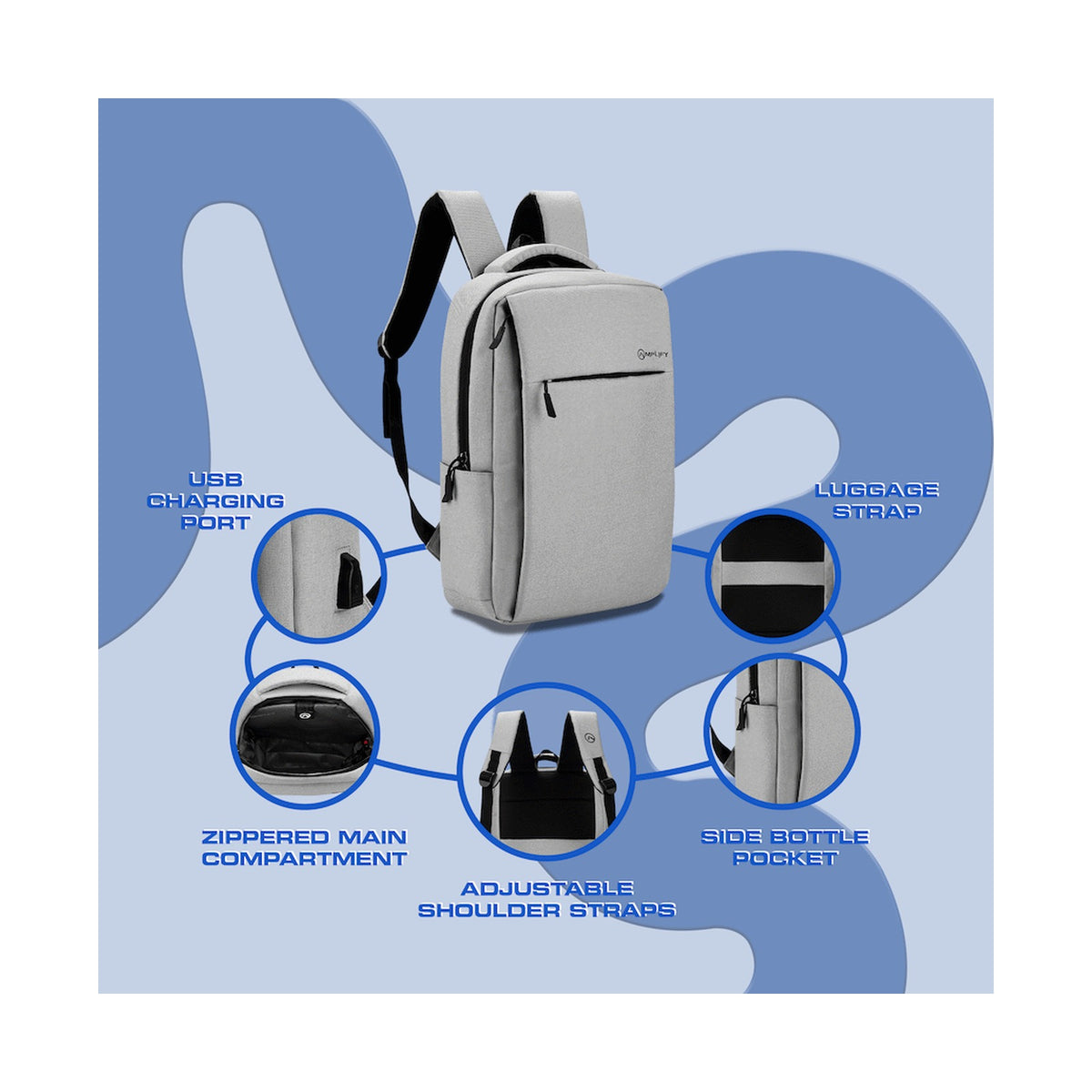 Amplify Cuba 15.6" Laptop Backpack Grey