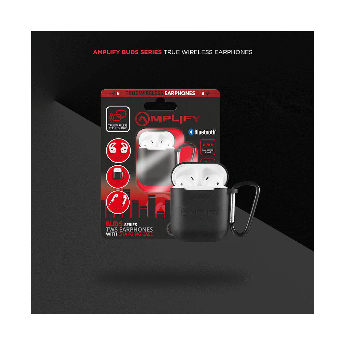 Amplify Buds Series True Wireless Earphones with Silicone Accessories - Black