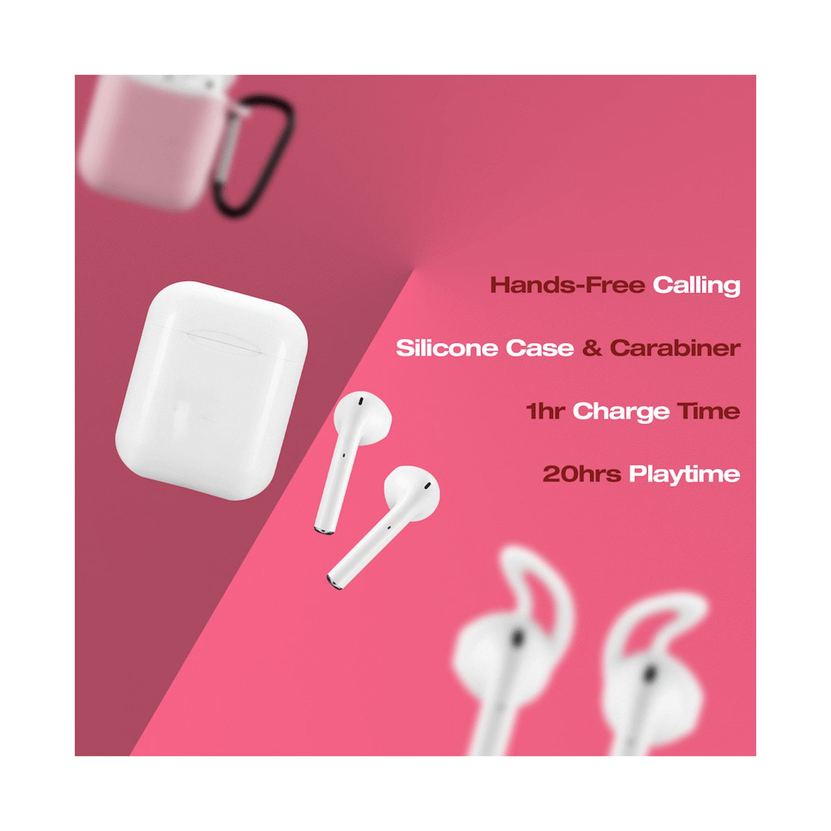 Amplify Buds Series True Wireless Earphones with Silicone Accessories - Pink