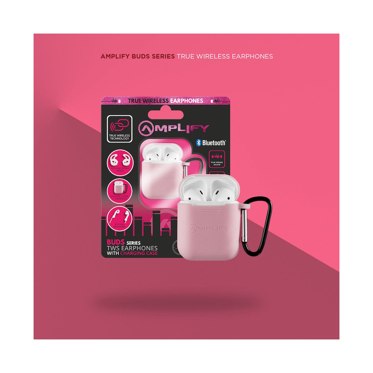 Amplify Buds Series True Wireless Earphones with Silicone Accessories - Pink