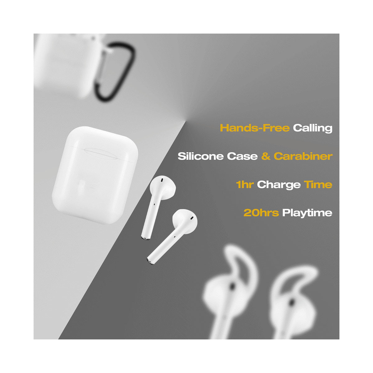 Amplify Buds Series True Wireless Earphones with Silicone Accessories - White